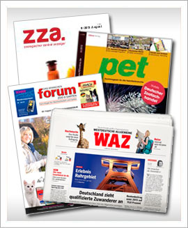 Titelseiten von Fachzeitschriften und der WAZ